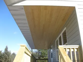 wood paneling soffit on porch